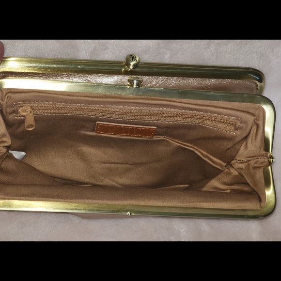 HOBO International Lauren Double Frame Leather Clutch Wallet Champagne Pinkish - Picture 7 of 11